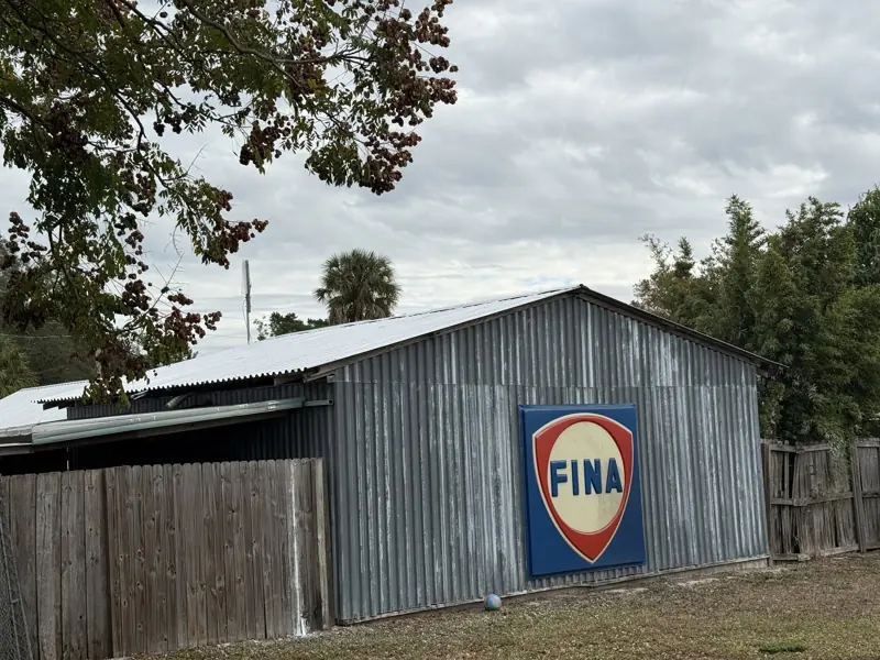 Corrugated metal commercial building before painting