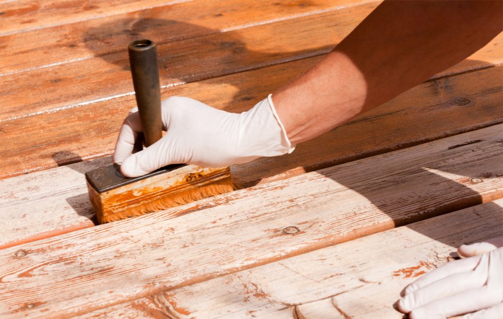 Staining a deck