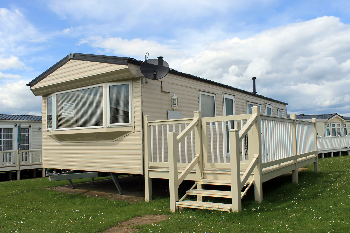 Mobile caravans or trailers in modern holiday park