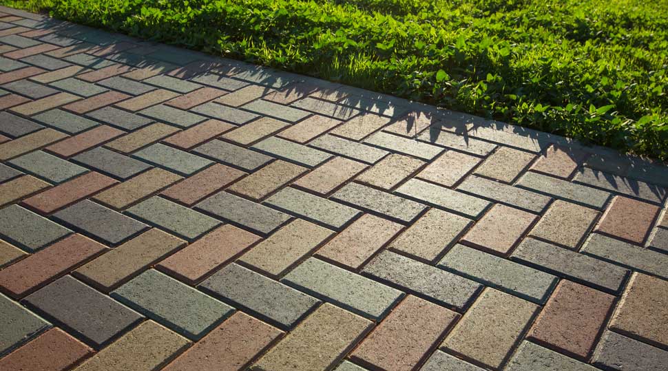 Brick-paved patio