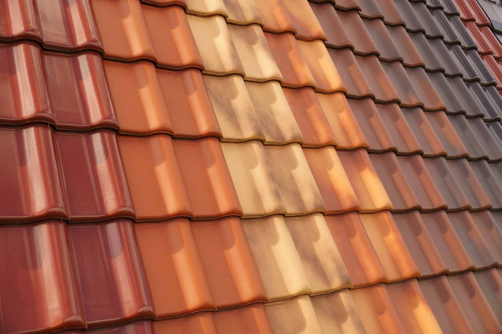 Close up on intricately painted clay tile roof
